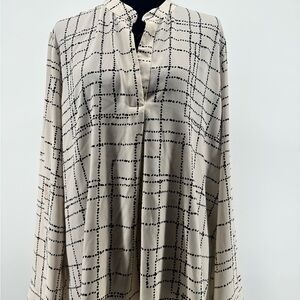 Prologue women’s Cream Polyester Top with Black Dot Grid Detail size XXL